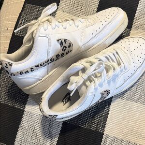 Nike White Sneakers with Animal Print Accent